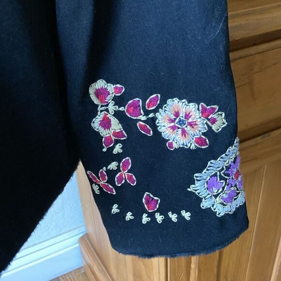 Coldwater Creek Open Front Paisley Embroidered Lined Jacket Size L - Picture 7 of 9